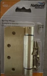 National Hardware 4" Brass Finish Spring Hinge Steel Self Closing V521 N185-207. Fixed Price $5.00.
