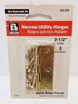 Everbilt 2 Narrow Utility Hinges 613576 Non-removable Pin Satin Brass Finish. Fixed Price $9.95.