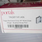 Portals Taiga Standard Duty Wall-glass Hinge TAG81141.606 Brushed Brass Pvd. Fixed Price $105.00.