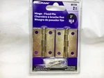 Brass Finish Hinges Set Of By Hillman 851732. Fixed Price $8.99.
