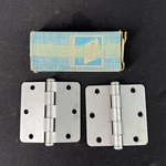 Vintage National Mfg Co Dull Brass Butts Steel 512RC 3.5" X Hinges. Fixed Price $22.00.