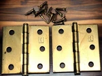 New Pair Hager Brass Finish 2.5" X Square Corner Cabinet Hinges W/ Screws. Fixed Price $7.49.