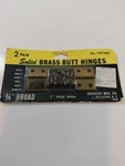 Vintage Brainerd Mfg. Co. Solid Brass Butt Hinges 2 Pair 3/4" Broad 1" Wide New. Fixed Price $17.96.