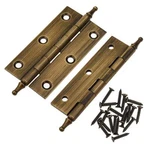 3 Inch Antique Pure Brass Hinges Crown Head Butt For Furniture Cabinet Dr. Fixed Price $20.22.