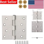 New 3 Pack 4-INCH Square Corner Steel Interior Door Hinges Satin Nickel Hardware. Fixed Price $23.28.