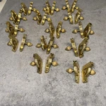 28 Vintage Solid Brass Stair Carpet Brackets Pine Finials - No Rods Screws. Fixed Price $189.00.