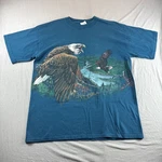 Vintage Hl Miller Total Tee 90S Shirt Adult Bald Eagle Nature Blue Made Usa. Fixed Price $28.82.