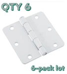 6-PACK Lot National Hardware N109-184 3-1/2" White Door Hinge 1/4" Radius Corner. Fixed Price $34.88.
