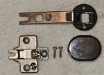 Blum Slide On Glass Door Hinge 84.410-01 Cap 84.415-08 Plate 195H710-02. Fixed Price $69.99.