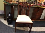 Craved Polished Mahogany Finish Chippendale Straight Leg Side Chair. Fixed Price $848.00.