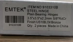 Emtek 91033US10B 3.5" X Plain Bearing 5/8" Radius Mortise Hinge - *read*. Fixed Price $9.99.