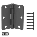48-PACK 3-1/2 In. X 1/4 Radius Matte Black Squeak-free Butt Door Hinge. Fixed Price $97.46.