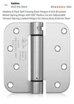 Haidms 6 Pack Self Closing Door Hinges 4 Inch Brushed Nickel Spring. Fixed Price $29.99.