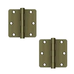 1-PAIR Deltana S35R4HD5 3-1/2" X 1/4" Radius Hinge, Antique Brass. Fixed Price $18.60.