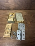 Vintage Stanley Steel Dead Black 3 1/2" Half Surface Butt Hinges Pair. Fixed Price $32.00.
