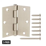 3PK Residential 3-1/2 Inch Square Corner Satin Nickel Squeak-free Door Hinges. Fixed Price $18.80.