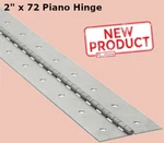2" X 72 Piano Hinge Steel Finish Continuous Full Surface Non-removable Pin New. Fixed Price $27.29.